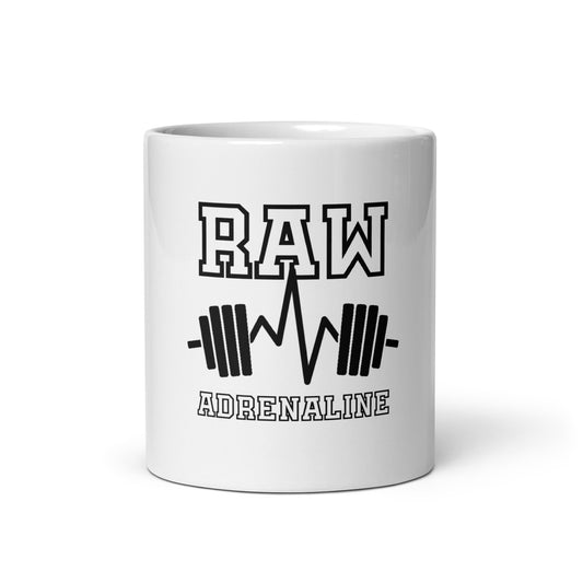 Raw Adrenaline White glossy mug